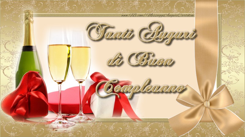 Tanti Auguri  di Buon  Compleanno - Cartoline compleanno con champagne