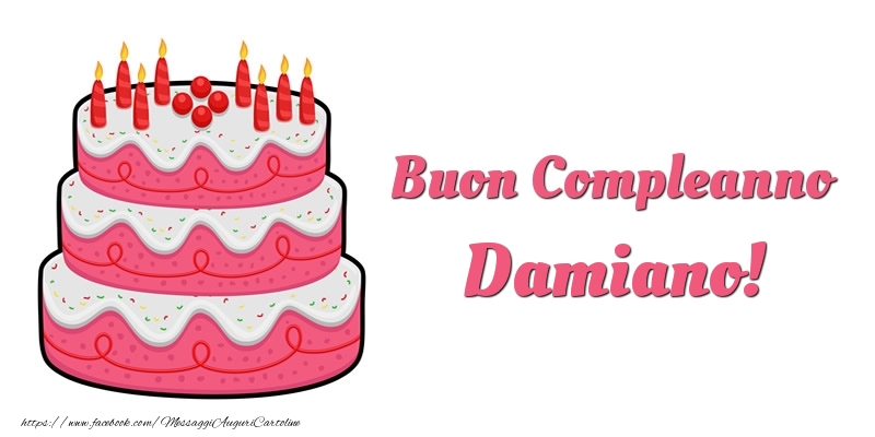 Torta Buon Compleanno Damiano - Cartoline compleanno con torta