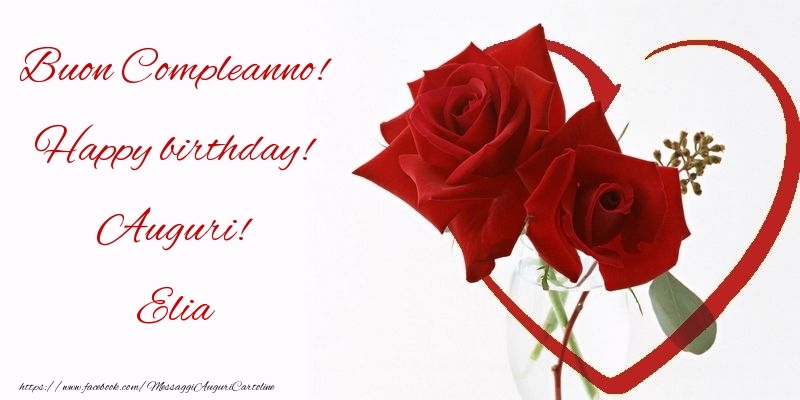 Buon Compleanno! Happy birthday! Auguri! Elia - Cartoline compleanno con rose