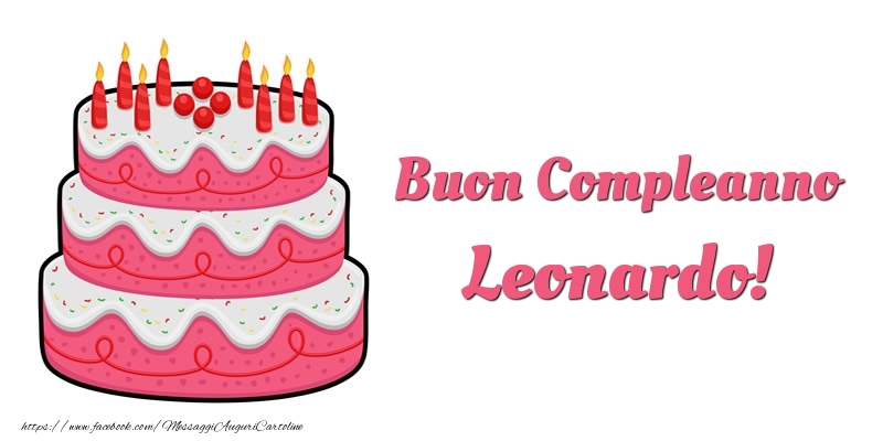 Torta Buon Compleanno Leonardo - Cartoline compleanno con torta